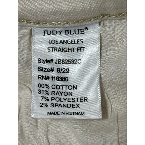 Judy Blue Women's 9/29 Straight Fit High Rise Stretch Jeans Off White Denim - Picture 7 of 7